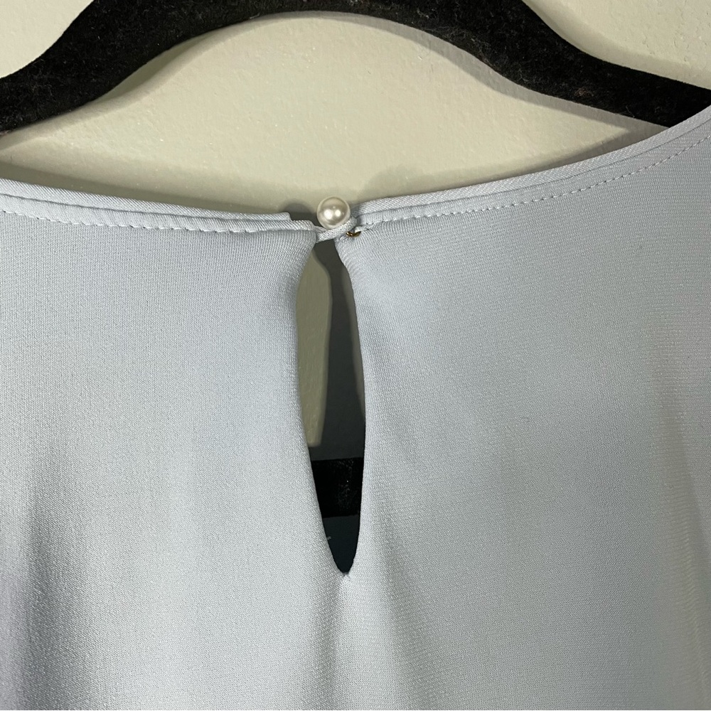 Karl Lagerfeld Light Blue Designer Bell Sleeve Office Business Casual Blouse Lg - Picture 7 of 7